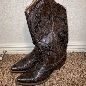 Corral Distressed Leather Western Boots Sz 7.5
